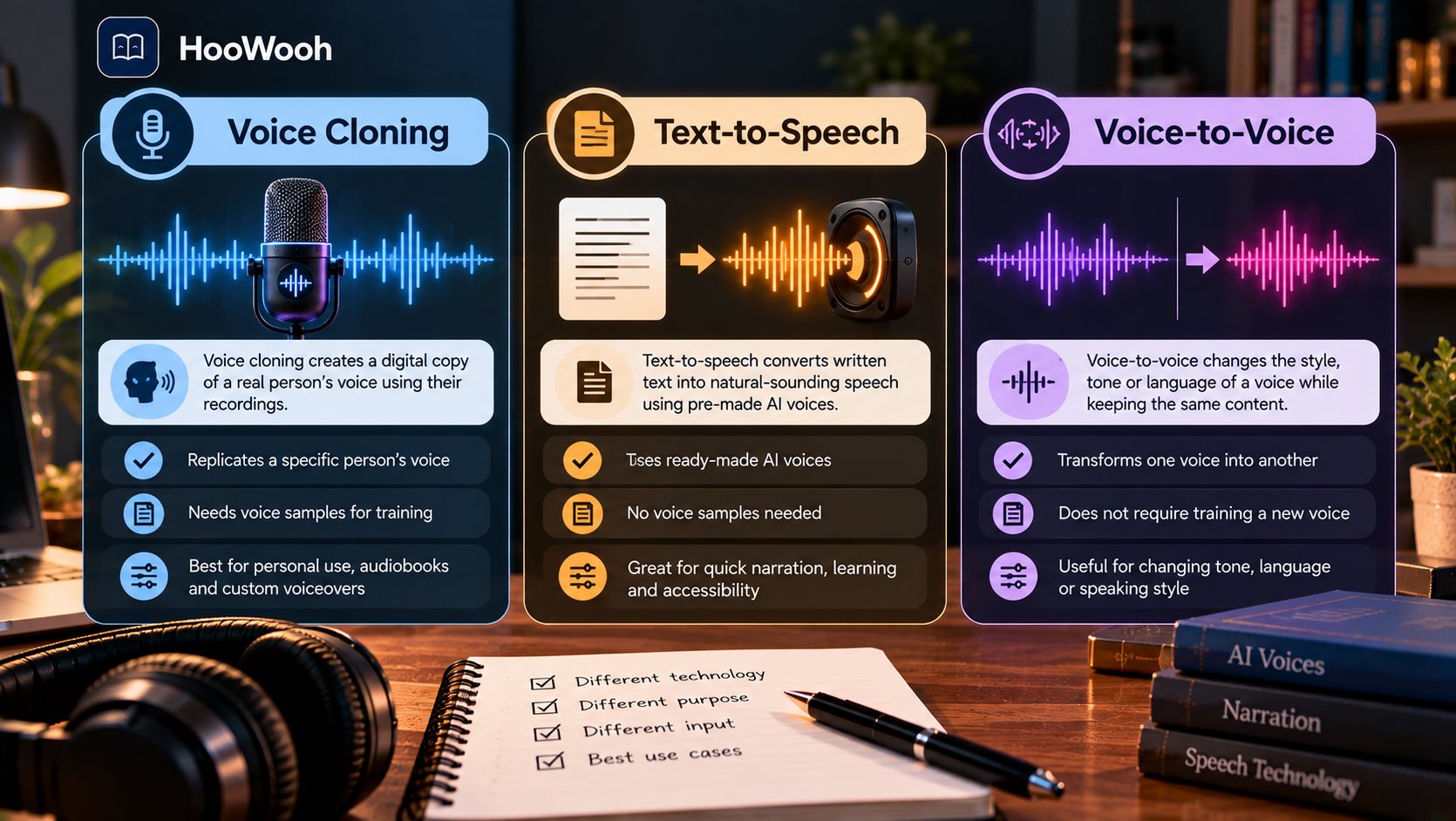 Voice Cloning vs Text-to-Speech vs Voice-to-Voice