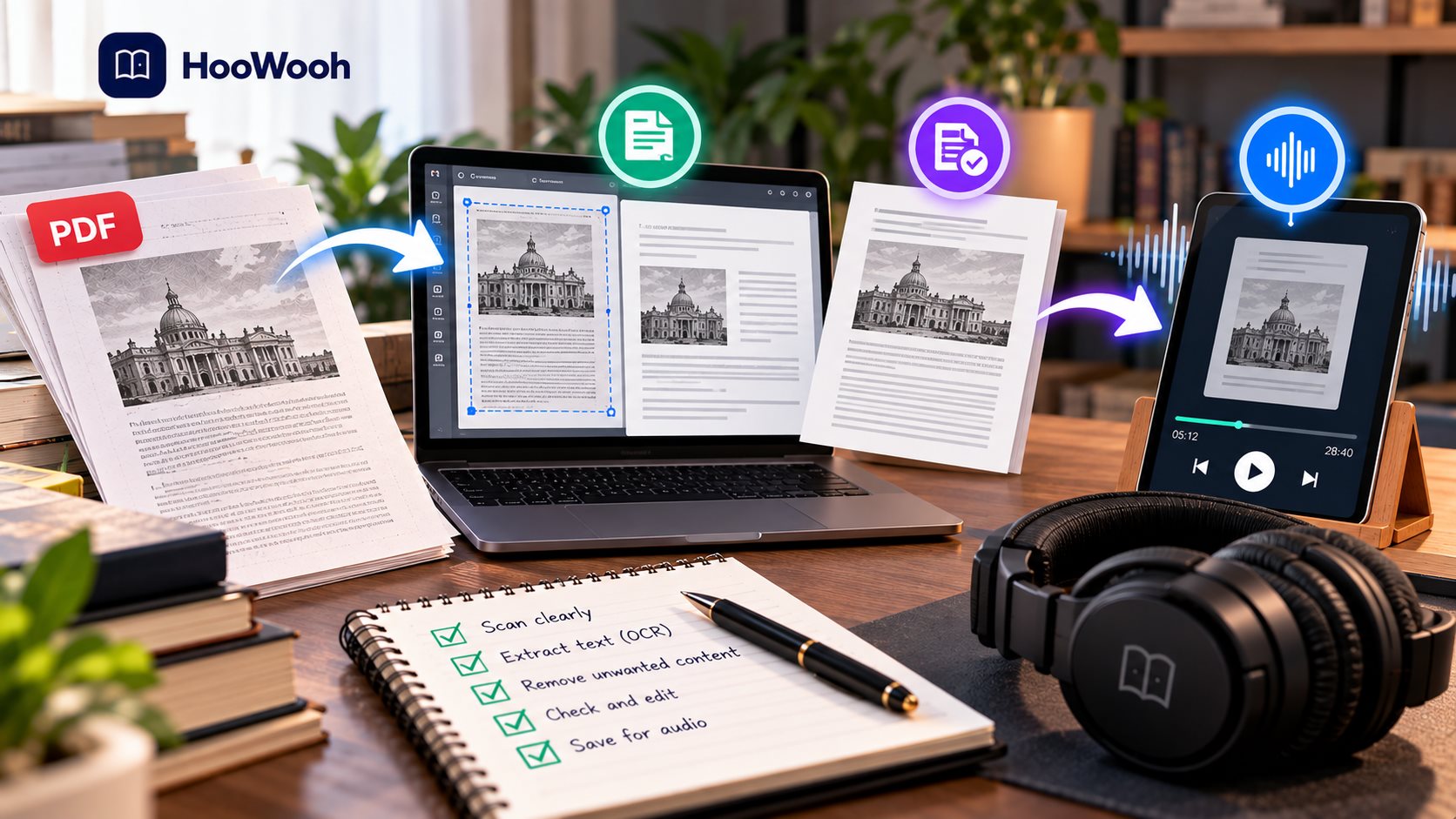 How to prepare a scanned PDF for audio