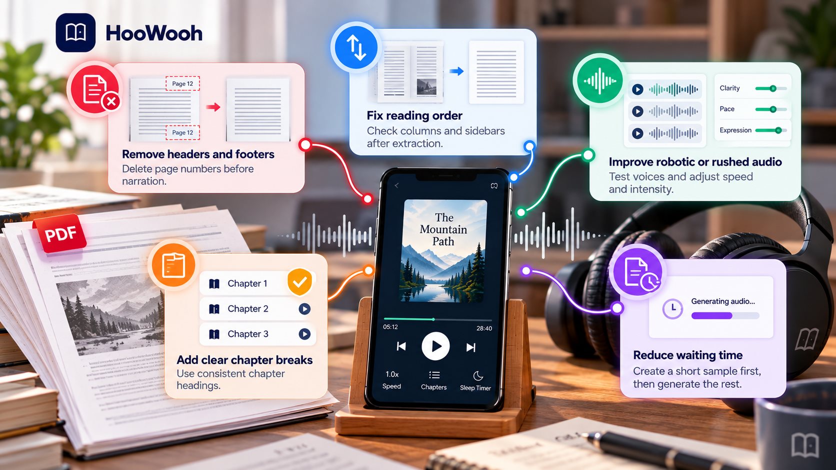 How do you fix common PDF audiobook problems?